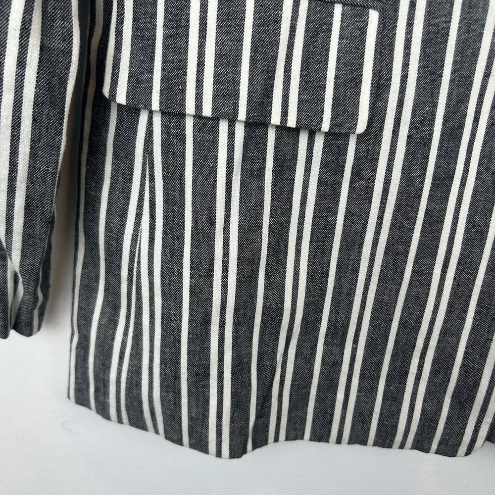Banana Republic Linen Blazer Womens 6 Jacket Striped Nautical Preppy Beachy